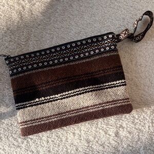 Peruvian Artisan Brown and Cream Striped Wool Clutch